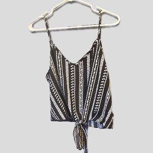 Shein boho floral tie up cropped cami